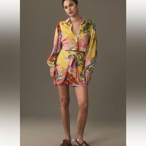 BNWT Farm Rio Long-Sleeve Fringe Tie-Front
Mini Dress Size Small